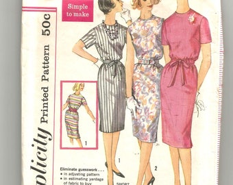 3780 Simplicity Sewing Pattern Slim Skirt Dress Size 16 36B Vintage 1960s