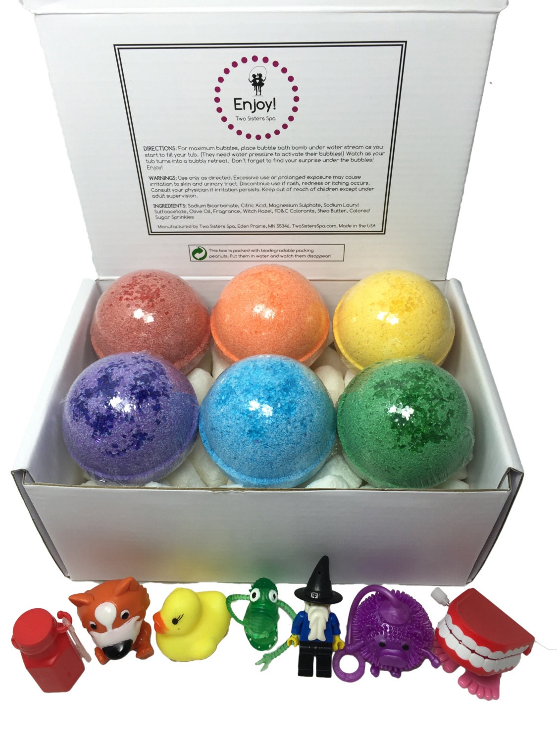 6 Kids BUBBLE Bath Bombs with Toy Surprises Inside in Gift