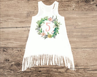 Cactus Wreath Dress for Toddler or Baby, 5th Birthday