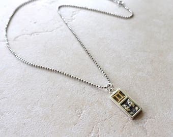 Gemini Zodiac Necklace, Sterling Silver Gemini Charm, Faceted Oxidized Sterling Silver Chain, Gemini Jewelry, Gemini Jewellery