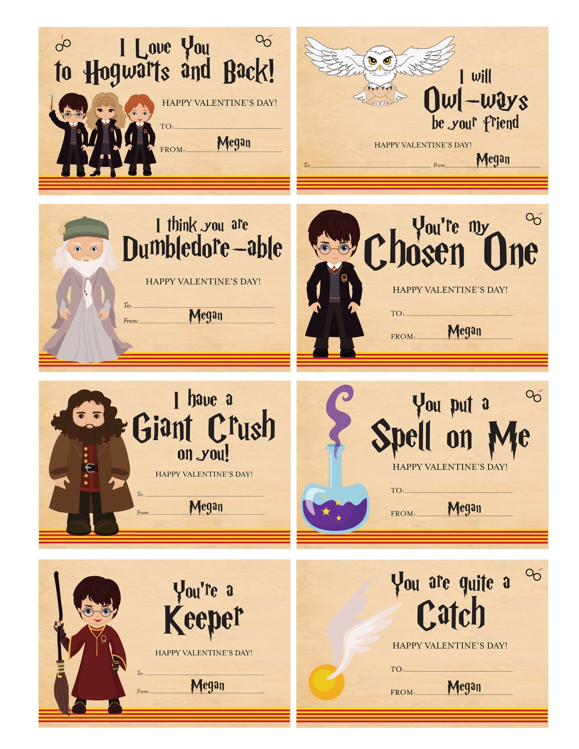 Printable Harry Potter Valentines Printable Harry Potter Valentines
