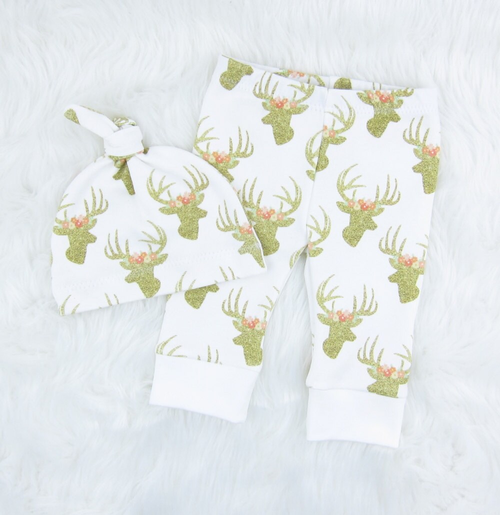 Glitzy Deer Baby Girl Outfit Floral Deer Baby Girl Clothes