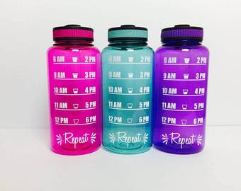 wide mouth water bottle / water tracker / time / personalized / water / water intake / custom / time tracker / sports bottle / gym
