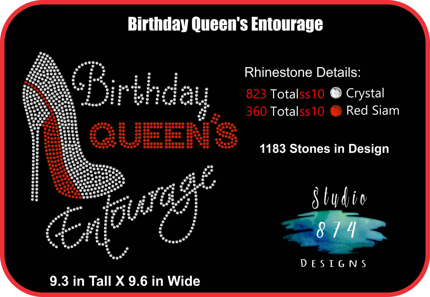 Download Birthday Queen's Entourage - Rhinestone Transfer Template ...