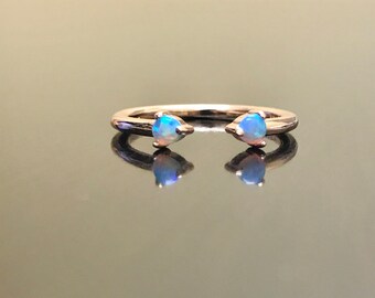 18K Rose Gold Opal Engagement Ring - 18K Gold Opal Wedding Ring - Opal Rose Gold Ring - Opal Open Ring - Open Rose Gold Ring - 18K Opal Ring