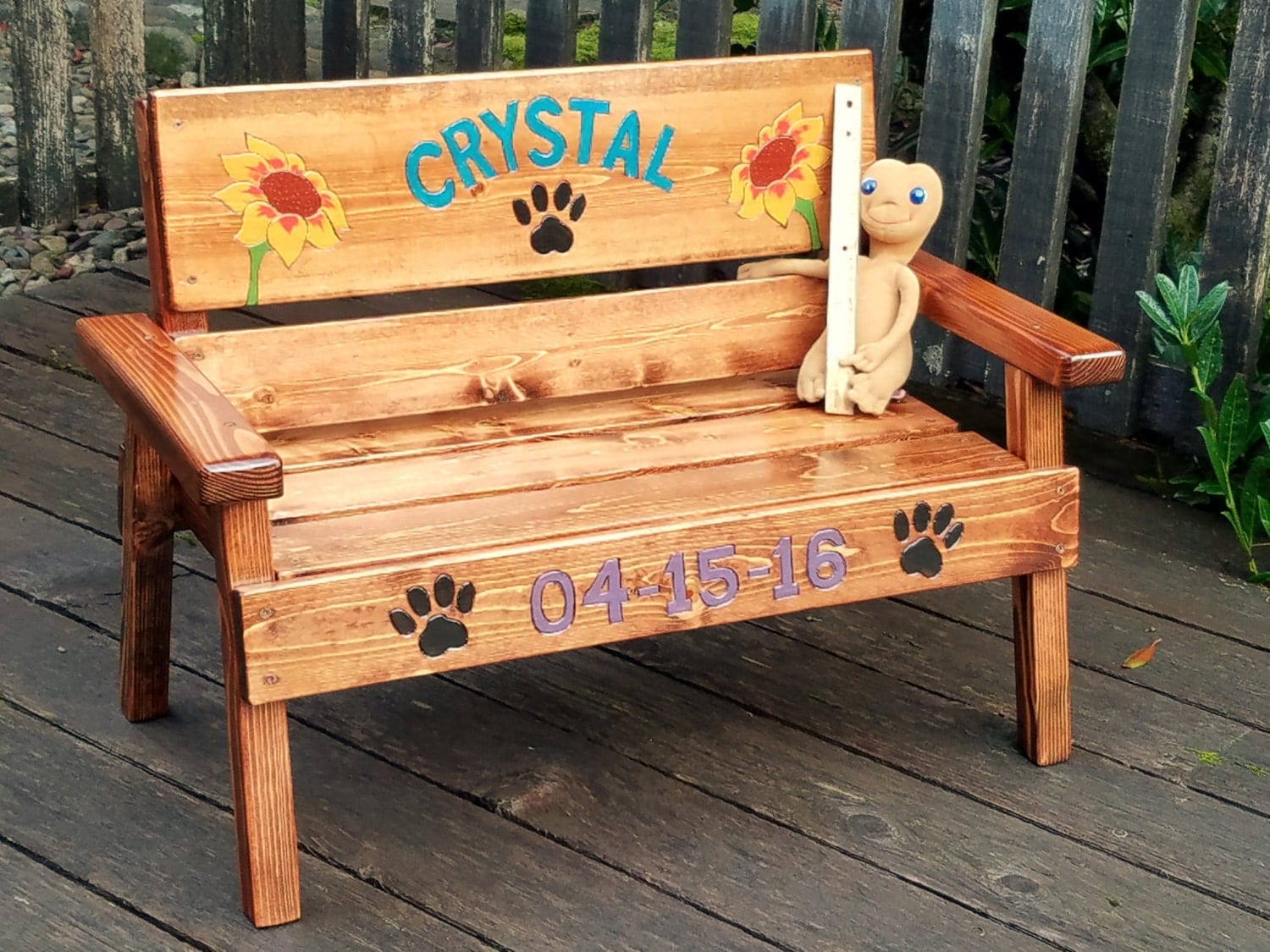 Pet Memorial Bench Personalized Dog Cat Wood Furniture Pet