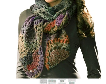 Crochet scarf PATTERN, detailed tutorial in ENGLISH for every row with charts and photos, warm crochet lace scarf, warm crochet lace shawl.