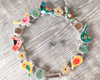 Bird bracelet - Bird house - Charm bracelet - Bird gift - Bird lover - Bird jewellery - Mother's Day