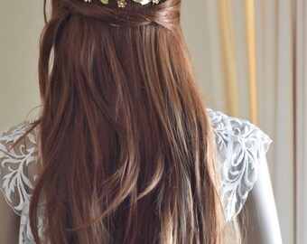 Bridal hair pin, bridal hair piece, leaf hair pin, leaf hair clip, gold leaf headpiece, wedding hair pins, gold hair pin, bridal hairpiece