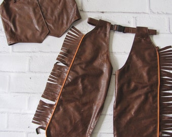 Cowboy Costume, Childrens Chaps, Cowgirl Costume, Dress-Up Chaps , Western Costume, Kids Chaps and Vest, Cowboy Vest, Rodeo Costume