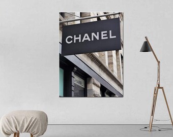 Chanel decor, Chanel art print or Chanel canvas art, Coco Chanel shop sign, Chanel boutique, NYC fashion store chanel wall art, vertical