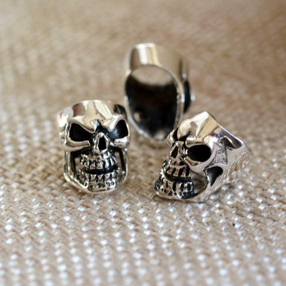 Large Skull Beads Sterling Silver Skull Beads Silver Skulls