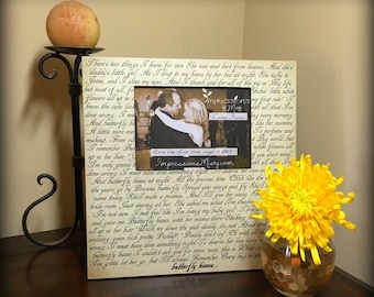 Best Wedding Gift, Custom Picture Frame, Song Lyrics, Gift for her, Gifts for him, Personalized Gift, Engagement gift, Father Daughter dance