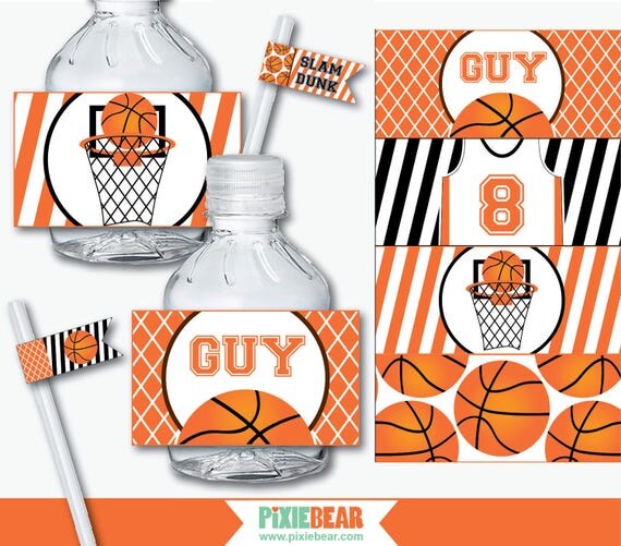 Basketball Water Bottle Labels Basketball Birthday