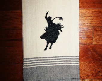 bull rider decor ~ bull rider kitchen towel ~ bull rider gift ~ bull