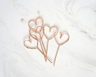 Rose gold hearts wedding cupcake toppers, Cupcakes toppers, Heart topper, Rustic chic wedding, Woodland, Cake Topper, Wedding details, Heart