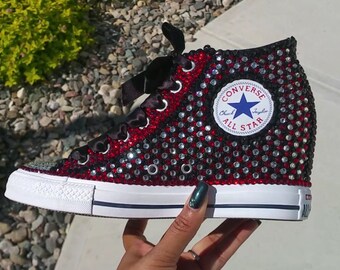 Rhinestone Crystal Embellished Converse Wedge Sneakers