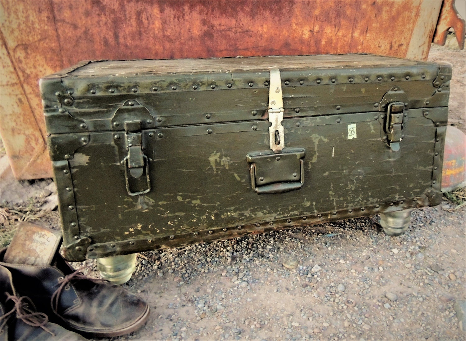 Toy Chest Trunk Coffee Table Vintage Military Trunk Foot