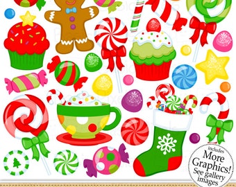 Christmas Candy Clipart - Digital Clip Art - Christmas Elements - Personal and commercial use