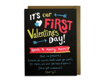 Funny Valentine's Card - First Valentines Day, New Couple, For Her, For Him, Sarcastic, Awkward