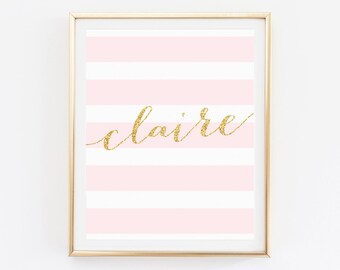 Kids Room Decor, Nursery Wall Art, Art for Kids Room, Stripes Print, Nursery Baby Wall Art, Baby Name Sign, Printable Art