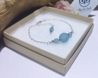 Recycled Bombay Sapphire Gin Bottle Bead Bracelet