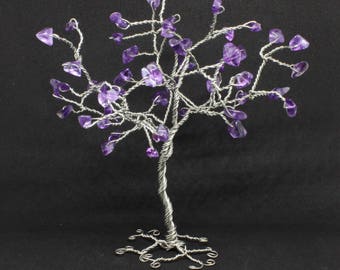 Amethyst Wire tree sculpture, gemstone tree, amethyst tree, wire wrap tree, miniature tree, wire tree of life, birthstone gift, Mother's Day