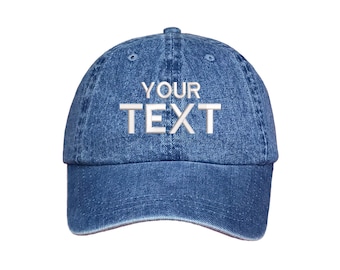 Custom Dad Hat Embroidered Baseball Cap,Your Own Personalized Hat Custom Hat on a Curved Brim Baseball Cap,Choose Your Text,Light Denim Blue