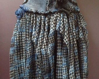 Lace jean skirt | Etsy