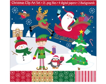 Christmas Clip Art,Christmas Clipart,Christmas,Clipart,Santa Clipart,Christmas Instant Download,Holiday Clipart,Scrapbooking,Commercial