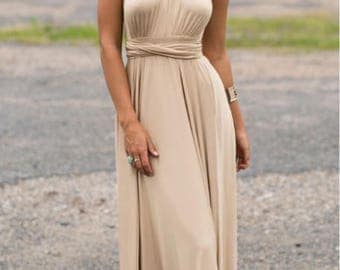 20 colors, Long dresses, Infinity Dress, Dress transformer, Bridesmaid Dresses, Bridesmaid Gift, Boho dress, Beige dress