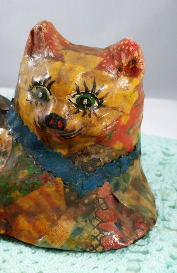 decoupage cat figurine