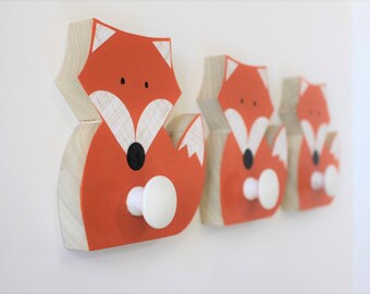 Fox Wall Hook, Orange Fox, Woodland Kids Decor, Woodland Nursery, Wooden Fox Hanger, Kids Decor, Eco-friendly
