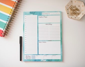 Daily Planner Notepad, To Do List, Agenda, 2017 Calendar, 8.5x11 Notepad, Mom Boss Lady Business Owner Gift, Illustrated Faith, Faith Based