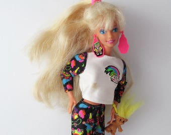 Troll Barbie Doll Toy Mattel Dolls Of The 1990s Neon Troll Print
