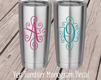 Yeti Monogram Decal - Yeti Tumbler Decal - Yeti Cup Decal - Yeti Decal for Women - Scroll Letter - Fancy Script Monogram - RTIC Decal