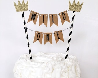 Where The Wild Things Are Cake Topper / Wild One Cake Banner / Cake Bunting / First Birthday Party / Dessert Table Decor / 1st Cake Smash