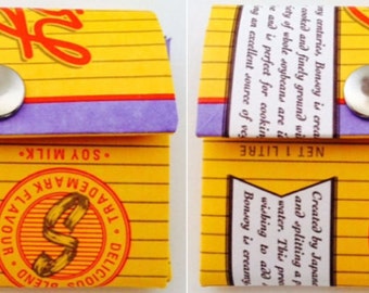 2 x Upcycled Handmade "Bonsoy Milk carton" Coin Purse / Wallet