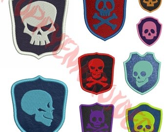 SKULL patch Design for Embroidery machine / tete de mort ecusson motifs pour broderie machine / INSTANT DOWNLOAD