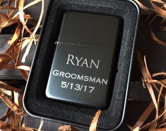 Personalized Lighter/Laser engraved lighter w/case Groomsman gift, Groomsman lighter, Cigar lighter, Engraved lighter, Custom lighter