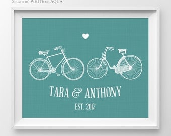 1 Year Anniversary Gift Couple Bicycle Print Anniversary Sign Engagement Gift Bicycle Print Couple Engagement Gift For Wife Bicycle Decor