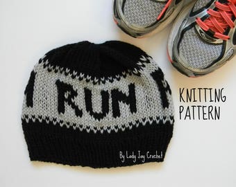 PATTERN: Run Beanie | Beanie for runners | athletic knit hat | knit winter hat for runners | fair isle knit hat tutorial | knit winter hat