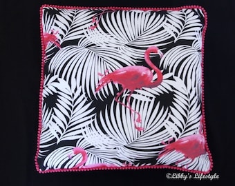 Flamingoes cushion cover. Handmade.