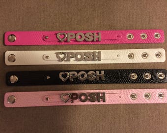 NEW Charms! Simply Perfect Perfectly POSH Leather Snakeskin Pattern Wristband Slide Charm Bracelet