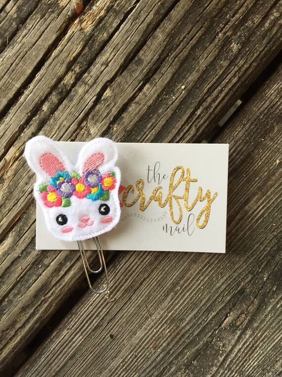 Bunny with flowers Clip/Planner Clip/Bookmark.