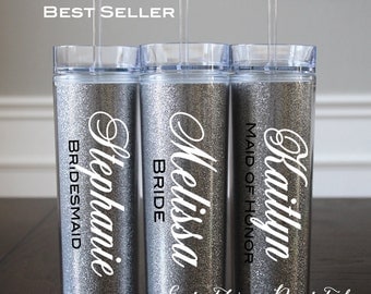 Bridesmaid Proposal, Bachelorette Party Favors, Glitter Tumblers, Bridesmaid Tumblers, Teacher Gift, Bachelorette Party, Personalized Cup