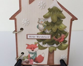 Christmas House Mini Album OOAK 6.5" x 5.5" Just add photos corenescreations