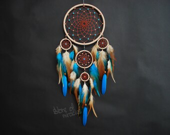 Dream catcher Dreamcatcher American mascots Indian talisman light blue Beige color Boho Home Decor Native American