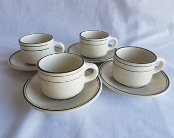 Set of Four Vintage Diner Cups and Saucers