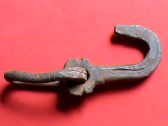 Antique 1800s farm primitive Blacksmith hand forged hook with